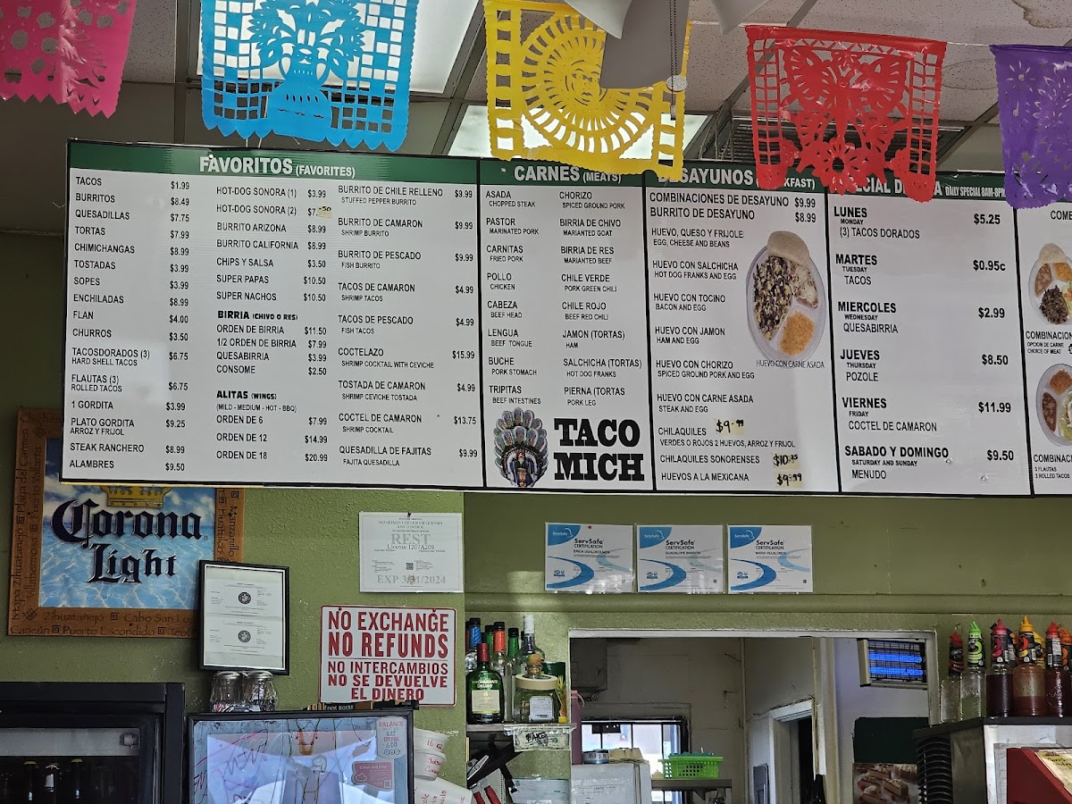 Taco Mich & Bar Menu - Image 1